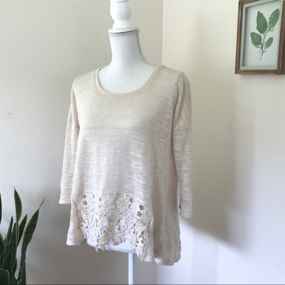 Chelsea & Violet Gauzey Lace Sweater Top